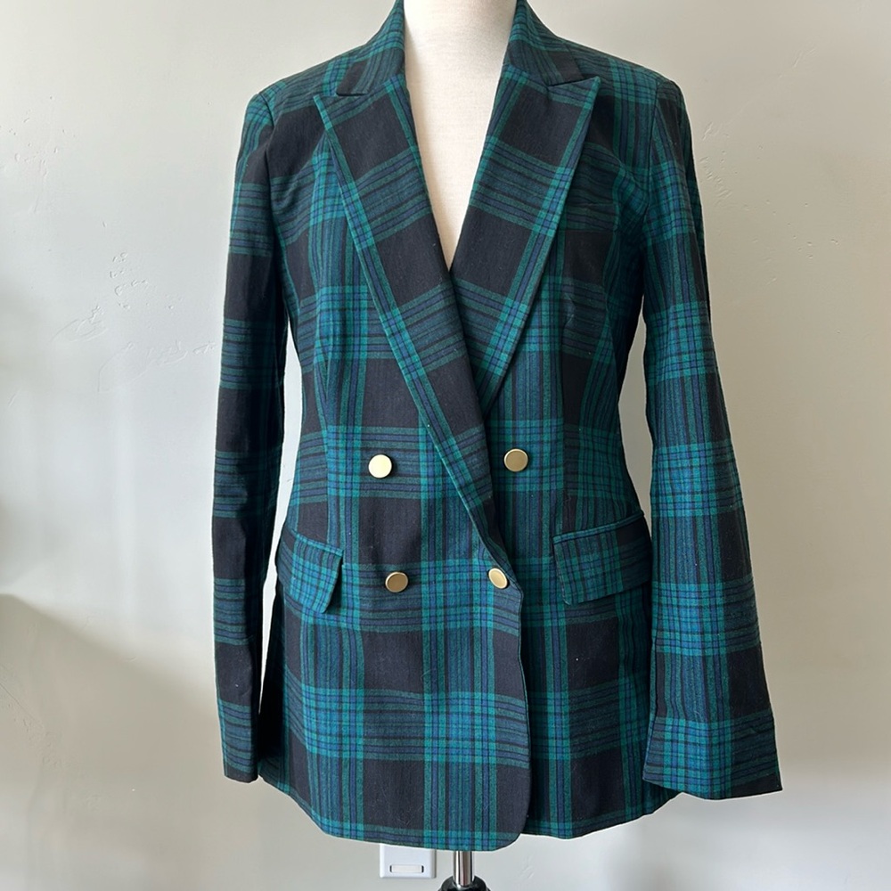 Free Assembly Oversized Blue/ Black Plaid Blazer size M